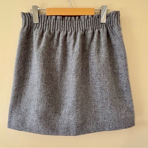J.Crew| Classic Grey A-Line Women’s Skirt Elastic Waist Pockets Wool Blend Sz 4 - Picture 3 of 8
